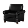 thumbnail image 5 of PU Leather Single Sofa Chair, Comfy Upholstered Reading Accent Chair with Nails Decoration and Wooden Legs, Armchair for Living Room, Bedroom, Black, 5 of 8