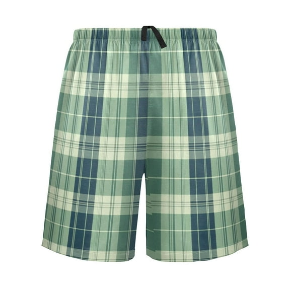 Men's Pajama Bottoms Green Tartan Pattern Men's Shorts Mens Sleep Pajama Shorts Mens Short Pajama Pants Small