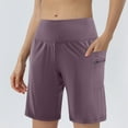 thumbnail image 2 of Kopltyrfg Women's High Waisted 9" Shorts with Zipper Pockets Athletic Workout Long Shorts for Women Knee Length Light Purple L, 2 of 6