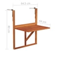 thumbnail image 6 of vidaXL Hanging Balcony Table 51.1"x35.4"x28.3" Solid Acacia Wood, 6 of 6