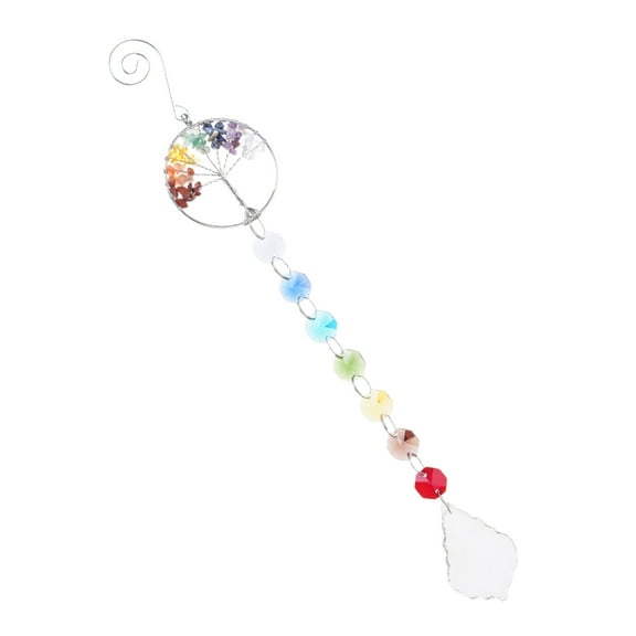 WINDLAND Tree of Life 7 Chakra Stones Healing Crystals Feng Shui Hanging Ornament Wall Window Home Decor Meditation