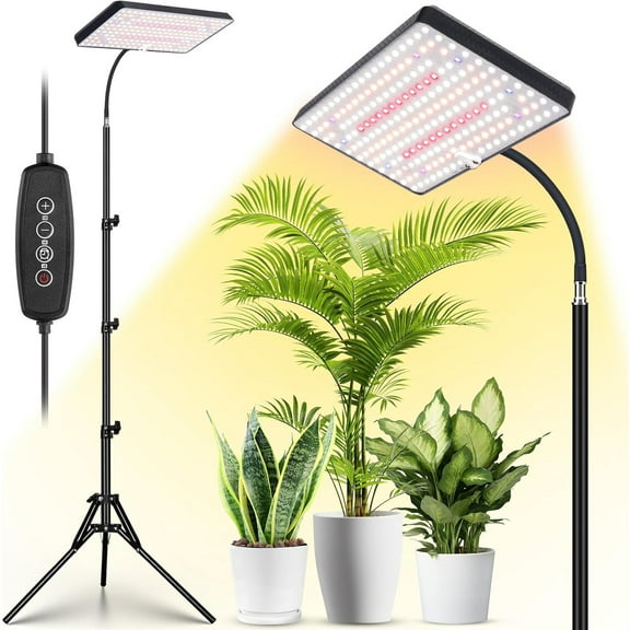Grow Lights for Indoor Plants Full Spectrum with Stand,214 LEDs Standing Plant Lights for Indoor Growing,Floor Grow Plant Lamp with 4/8/12H Timer,6 Brightness Levels,75" Adjustable Tripod