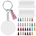 thumbnail image 4 of Juego de 30 llaveros acrílicos pintados a mano con borlas y círculos en blanco con anillos de salto, 4 of 15