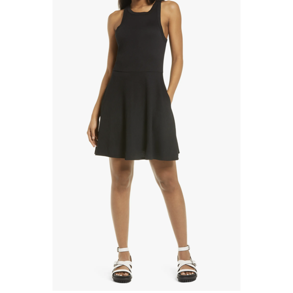 BP. Sleeveless Rib Minidress In Black Size M