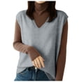 thumbnail image 1 of DHFJKG Womens Sweater Vests Knitted Solid Color Sleeveless V Neck Tunic Top Pullover Loose Fit Versatile Tops, 1 of 3