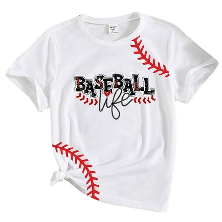 

Follure Blouse T Shirt Tops Casual Baseball 3D Prints Toddler Girls Boys Print Teen Kids Clothes Girls Outfit Tops Girl Interrupted Shirt Winter Graphic Tee