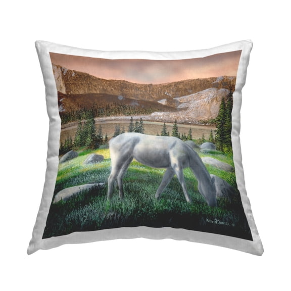 Stupell Industries Grazing Horses in Countryside Decorative Printed Throw Pillow Design by Kevin Daniel.