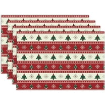 Christmas Placemats Set of 4, 12x18 Inch Red Winter Xmas Pine Tree Gift Snowflakes Farmhouse Seasonal Heat Resistant Table Mats for Dining Kitchen Birthday Party Holiday Decor