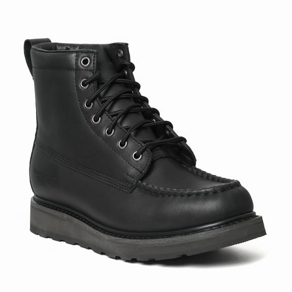 DIEHTECHRA Men's 6" Soft Toe Black Leather Work Boots, HSB84994, Size 6D