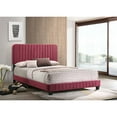 thumbnail image 5 of Home Bedroom Furniture Lodi Cherry Velvet Upholstered Channel Tufted Queen Panel Bed, 5 of 5