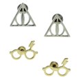 thumbnail image 2 of Harry Potter Earrings For Women 3 Pack Deathly Hallows, Lightning Scar, Harry Potter Wand, 2 of 7