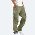thumbnail image 4 of cllios Cargo Pants for Men Fleece Lined Solid Casual Multi Pockets Outdoor Work Straight Leg Fitness Winter Warm Long Pants Trousers, 4 of 9