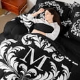 thumbnail image 4 of Homewish Damask Pattern 7 Pieces Bedding Comforter Set,Vintage Baroque Flower Full Bedding Set,First Letter M Fitted Sheet Flat Sheet For Girls,Super Cozy Room Decor Reversible, 4 of 8