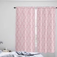 thumbnail image 4 of Pink Rhombus Window Curtains 84 Inch Length, Rustic Modern Plaid Geometric Rod Pocket Kitchen Window Treatments Drapes for Bedroom, Cafe, Living Room, 2 Panels, 52 W x 84 L, 4 of 5