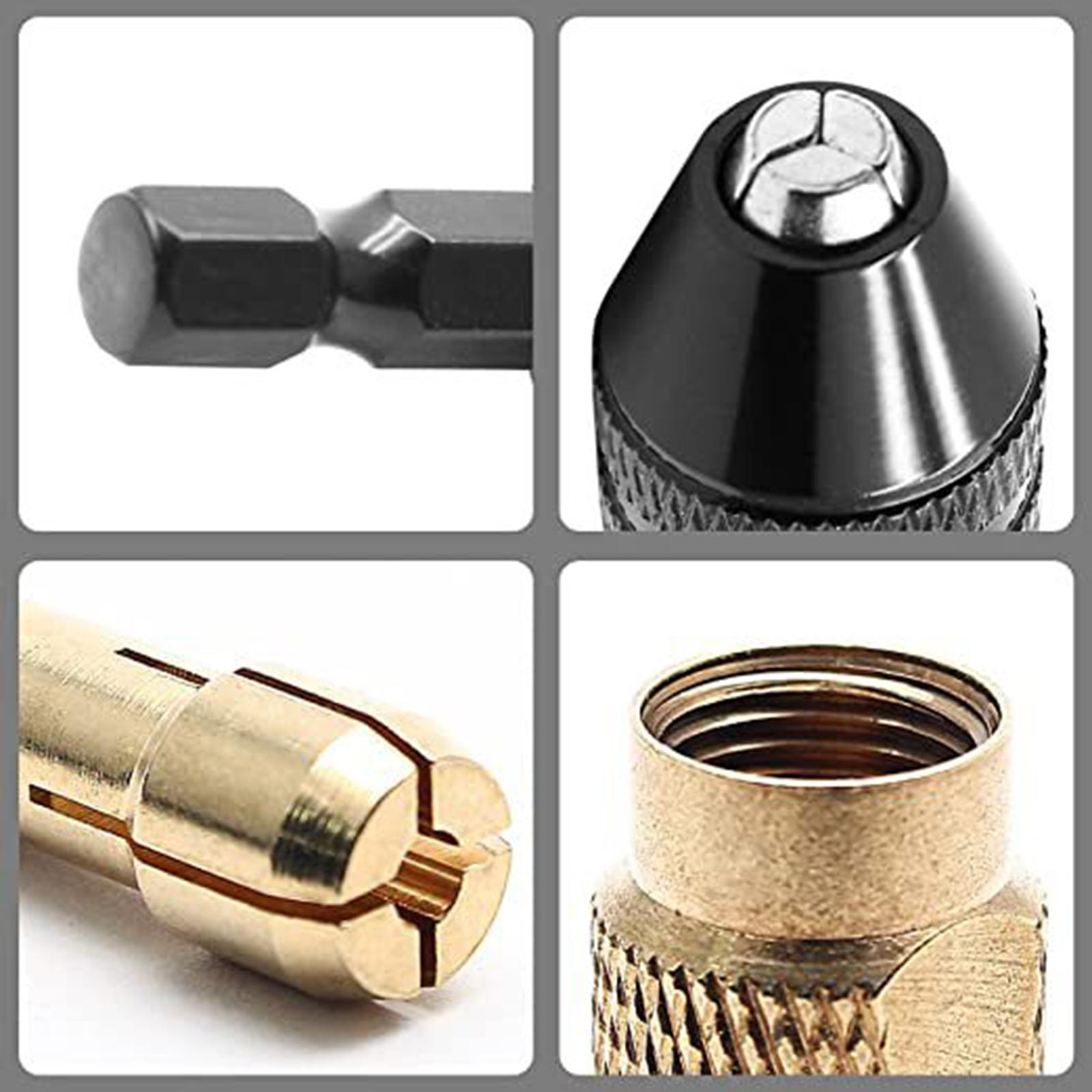 Drill Collet Set – B12 Chuck Adapter, 1.5-10mm Clamping Range, Stainless Steel, For Rotary Tools