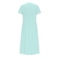 thumbnail image 4 of XIAOCHA Women's Eyelet Dress Loose Pleated Pocketed Short Sleeves Crewneck Midi Dress Breathable Casual Everyday Dresses, 4 of 5
