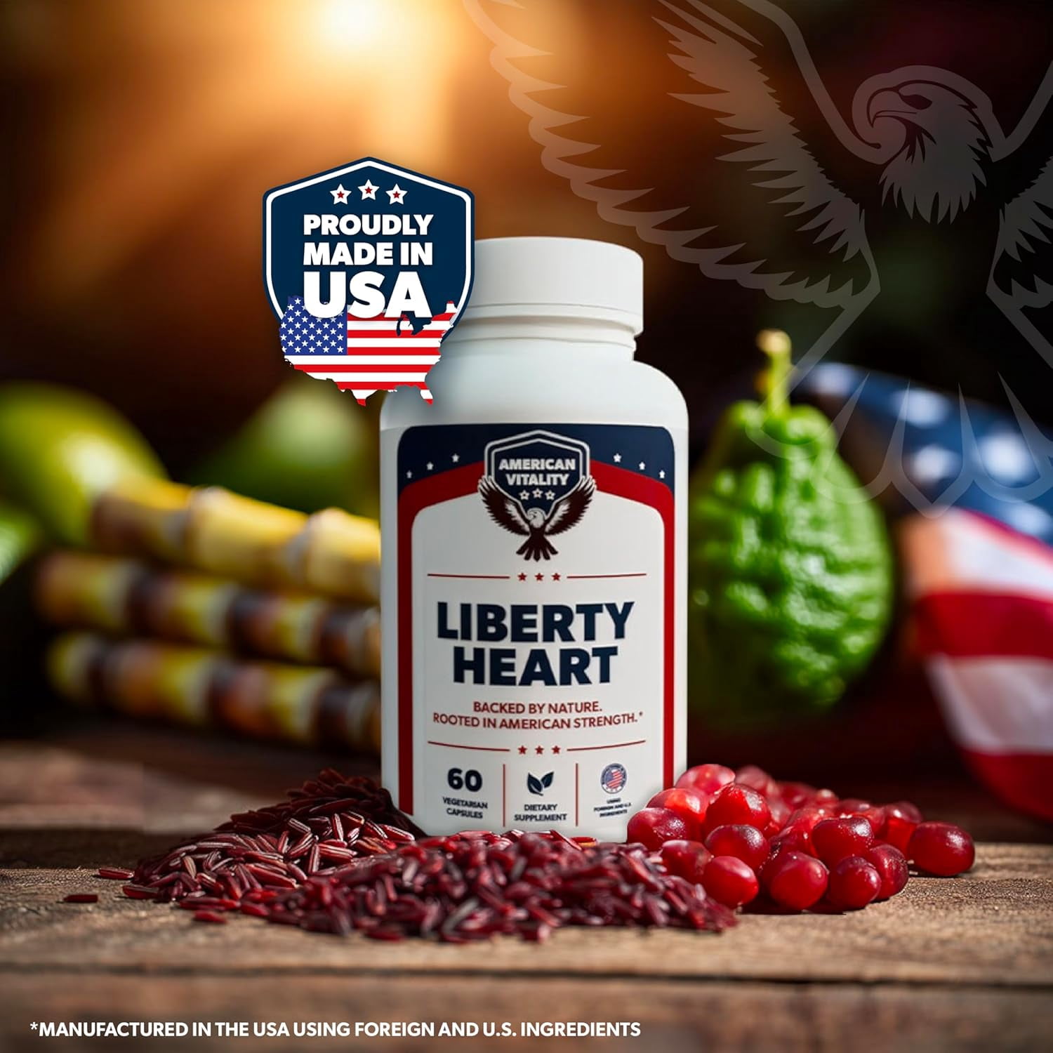 Liberty Heart - Berberine, Red Yeast Rice & Citrus Bergamot, Heart Wellness Supplement, Supports Healthy Cholesterol Levels & Blood Pressure Already in Normal Range* - 60 Capsules