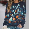 thumbnail image 5 of VKOYWKM Womens Sweatshirt Halloween Spooky Ghost Pumpkin Graphic Sweatshirt Crewneck Long Sleeve Fall Sweatshirt Casual Holiday Party Pullover, 5 of 8