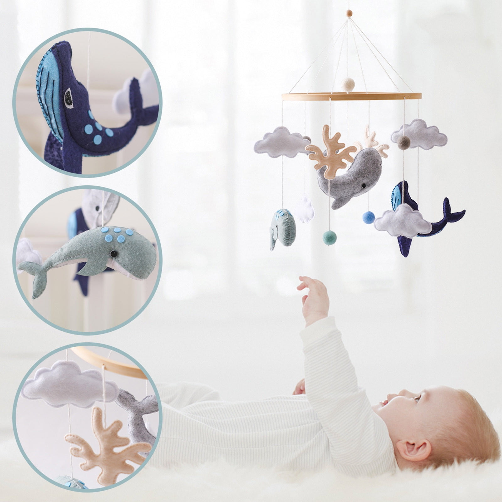 Baby Mobile for Crib, Baby Crib Mobile for Boys Girls, Baby Mobile for Bassinet, Boho Nursery Mobile, Nursery Decor Theme for Bedroom Hanging