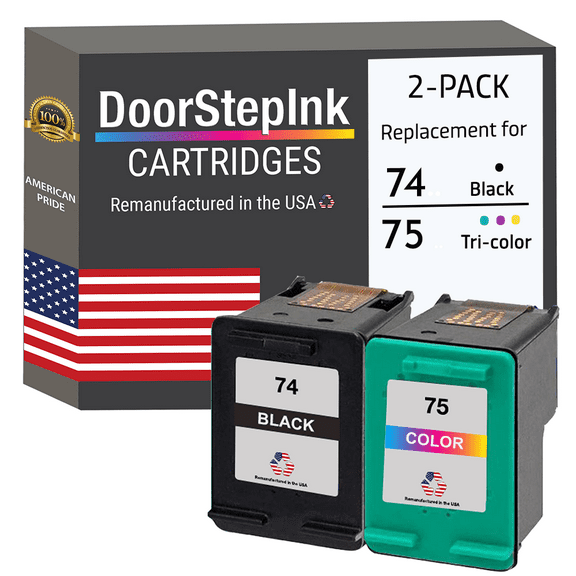 DoorStepInk High Yield Ink Cartridge for 74 Black and 75 Tri-Color
