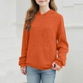 thumbnail image 2 of IVEYRTF Kids Hooded Sweatshirt Long Sleeve Solid Color Knit Ribbed Round Neck Pocket Tops for Boys and Girls Casual Comfortable Soft Fabric(Orange,9-10 Years), 2 of 7