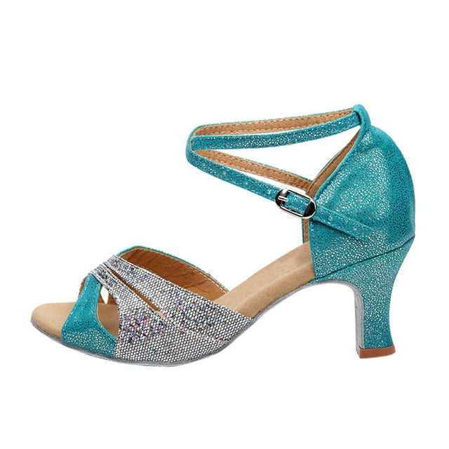 Dsscvnef Sandales de Danse en Strass pour Femmes Chaussures de Bal de Promo Mode Confortables Légères