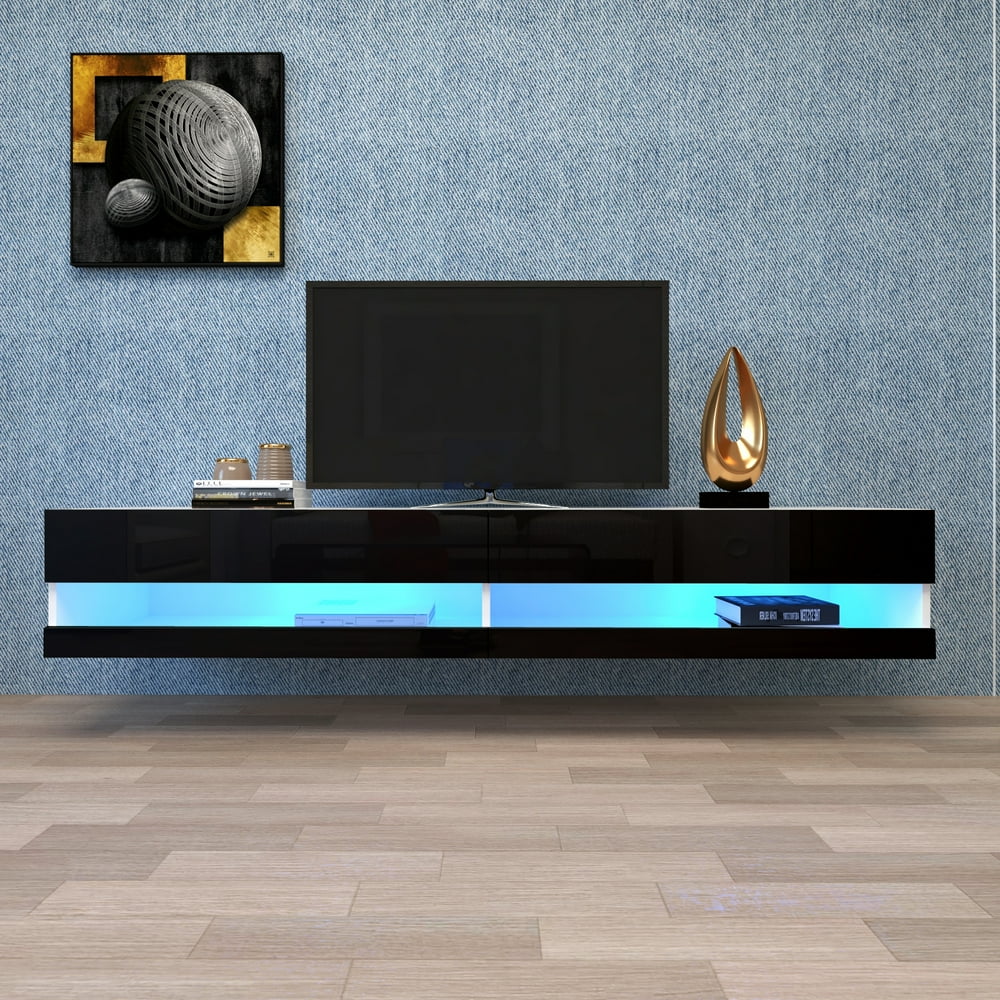 Mordern TV Table Entertainment Center Media Console with 20 Color LEDs