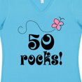 thumbnail image 4 of Inktastic 50th Birthday 50 Rocks Gift Women's V-Neck T-Shirt, 4 of 5