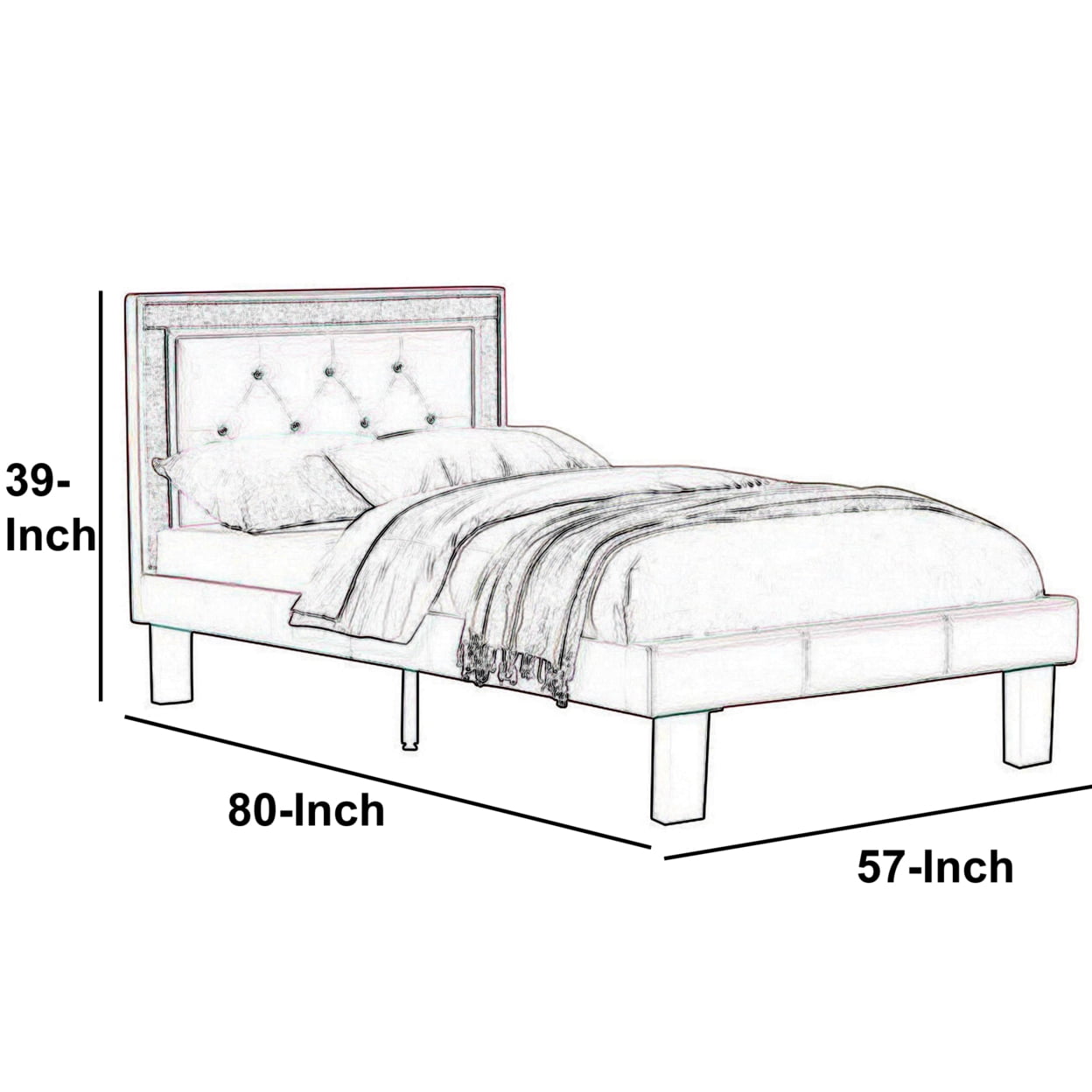 Silky And Sheeny Wooden Full Bed With Pink PU Tufted Head Board, Pink Finish - Saltoro Sherpi