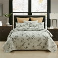 thumbnail image 1 of JML Quilt Set, King, Grey Flower, 3 Piece, 1 of 6