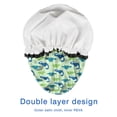thumbnail image 4 of Shower Caps,Colorful Dinosaurs Leaves Pattern Waterproof Shower Cap for Women 4 Pieces,Double Reusable Hair Cover for Shower PEVA Elastic Stretch Hem, 4 of 7