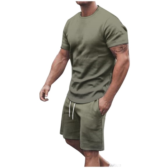 Miqool Men's Big & Tall Gradient Short Sets 2 Piece Outfits Summer Tracksuits Casual Short Sleeve T Shirt & Shorts with Pockets