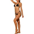 thumbnail image 4 of INSPIRE CHIC Women's Halter Tie Side Bikini Sets, 2 Piece Drawstring Thong Triangle Bottoms Basic Swimsuits Bathing Suit Small Black, 4 of 5