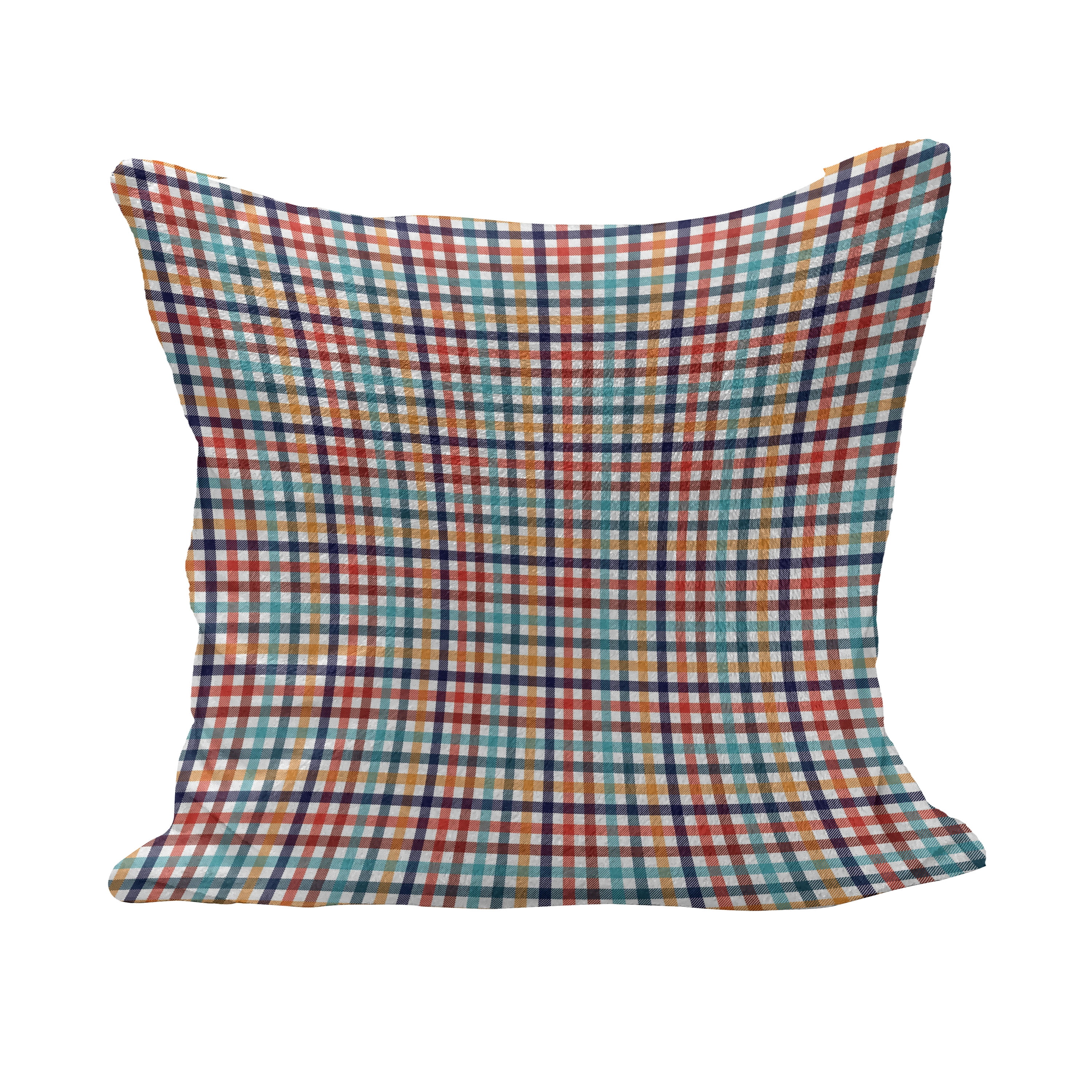 Multicolor Black and White Fall Autumn Checkered Plaid Flannel Gingham Throw Pillow 18x18 