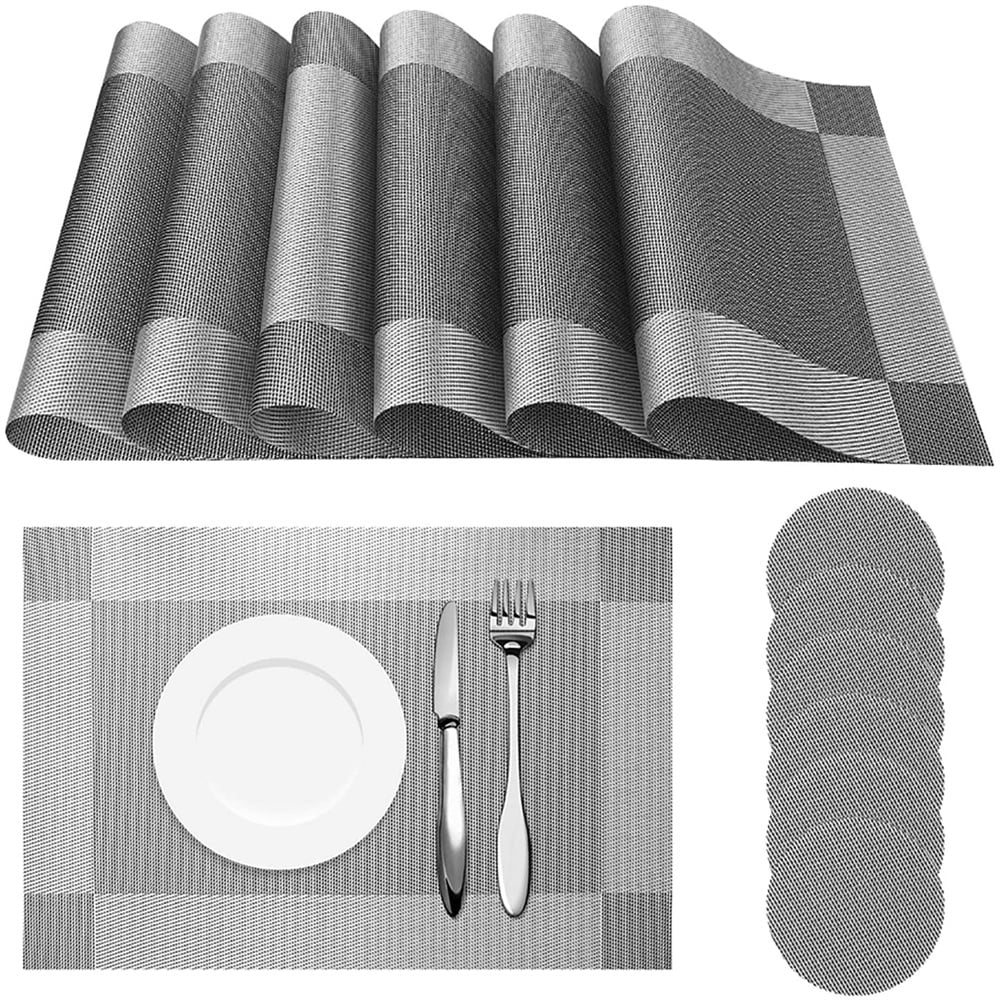 Round Table Placemats  6Pcs/Lot Wedge Washable Table mats for Kitchen Table Home 