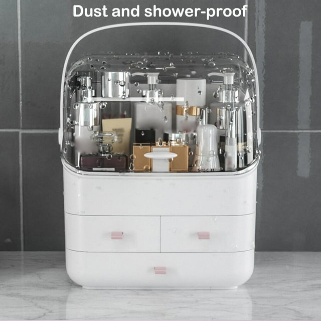 facefd Makeup Organizer Plastic Storage Box Drawer Desktop Cosmetic Case Multifunctional Lid Dustproof For Skincare Home Two layer/white