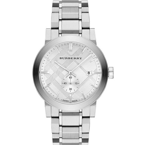Burberry Quartz Silver Check Stamped Dial Stainless Steel Men's Watch BU9900