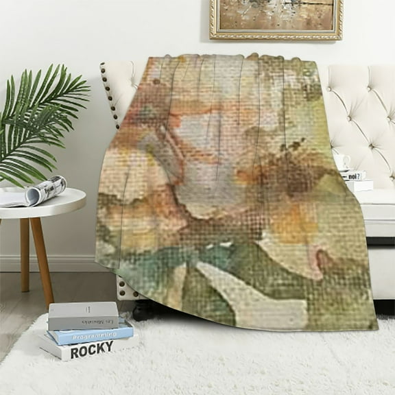 Pratyus Flowers Green Leaf Brown and White Flower Print Flannel Throw Blanket All Seasons Gift 40x50in