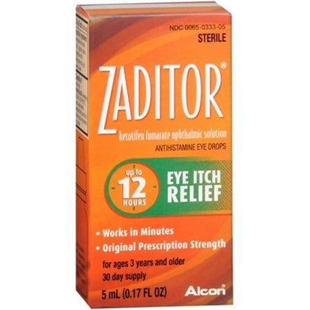 Zaditor Alcon Antihistamine 12hr Eye Itch Relief Strength Drops 5ml, 0.17oz