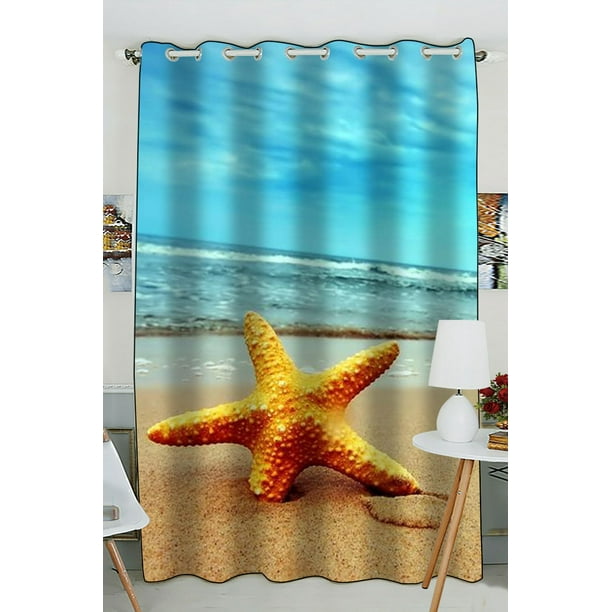 ZKGK Beach Theme Window Curtain Drapery/Panels/Treatment For Living Room Bedroom Kids Rooms