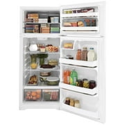 GE GTE18DTNRWW 28 Energy Star Qualified Top Freezer Refrigerator with 17.52 cu. ft. Capacity, LED Lighting, Adjustable Wire Shelves and Upfront Temperature Controls in White