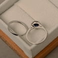 thumbnail image 3 of Handmade blue sapphire ring, engagement ring, water drop shaped, solid sterling silver, bridal sets, 3 of 4