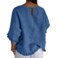 thumbnail image 5 of Summer Sales Womens Summer Tops Cute Lightweight Cotton‑Linen 3/4 Sleeve Summer Casual Blouse Oversized Tshirts for Women Under 12$, 5 of 7