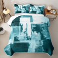 thumbnail image 2 of Homewish Teal Watercolor Gradient Quilt King,Retro Geometric Art King Coverlet Set,3pcs, 2 of 7
