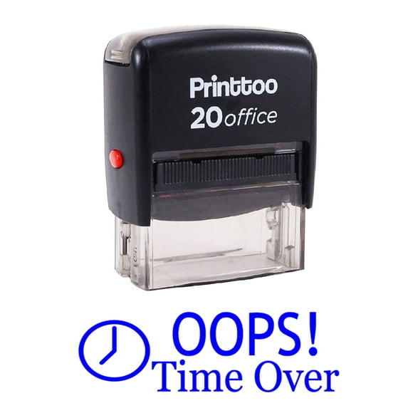 Printtoo OOPS TIME OVER Self Inking Rubber Stamp Office Stationary Custom Stamp-Blue
