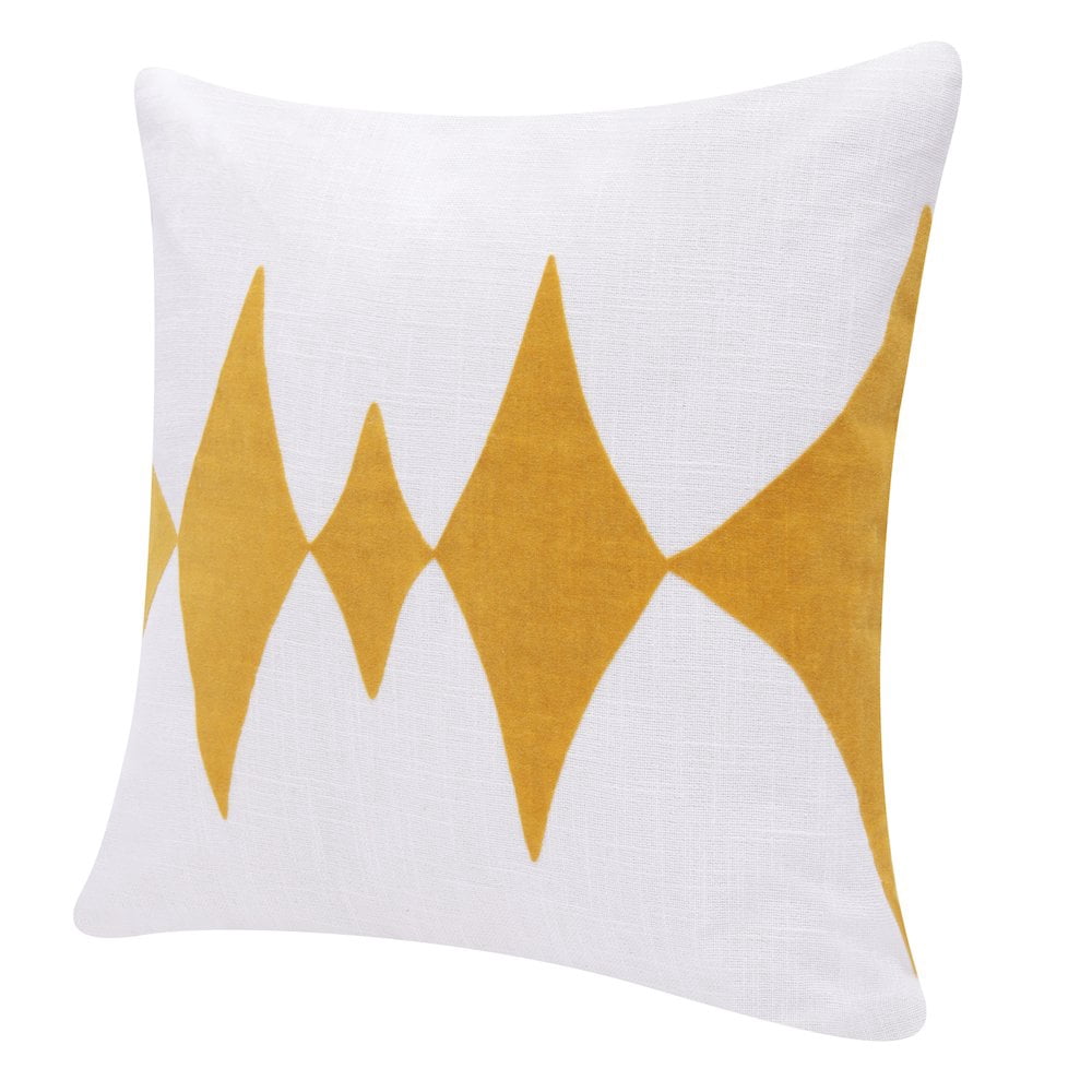 LR Home Stacy Garcia Cotton Blend Poly Filled Pillow in Yellow/White, 20" x 20"