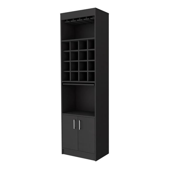 FM FURNITURE Myers 20"W 2-Door Modern Engineered Wood Bar Cabinet in Black