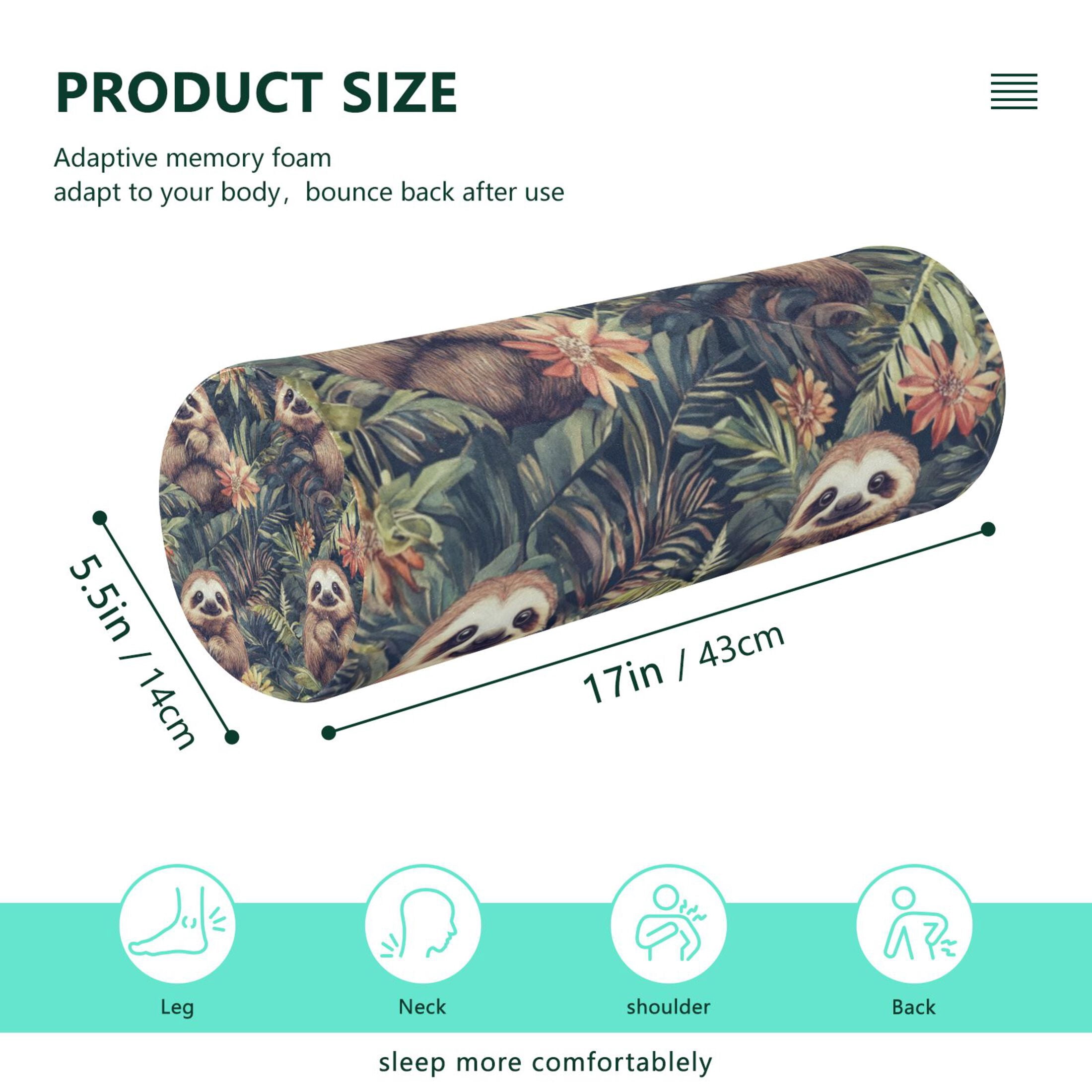 Neck pillow Round Cervical Pillow Cylindrical Pillow Lumbar Pillow Sofa Headrest Pillow Support For the Back, Neck and Head Cartoon Cute Sloth