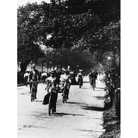 London Hyde Park C1895 Ncyclists In Hyde Park London England Photographed C1895 Rolled Canvas Art - (24 x 36)