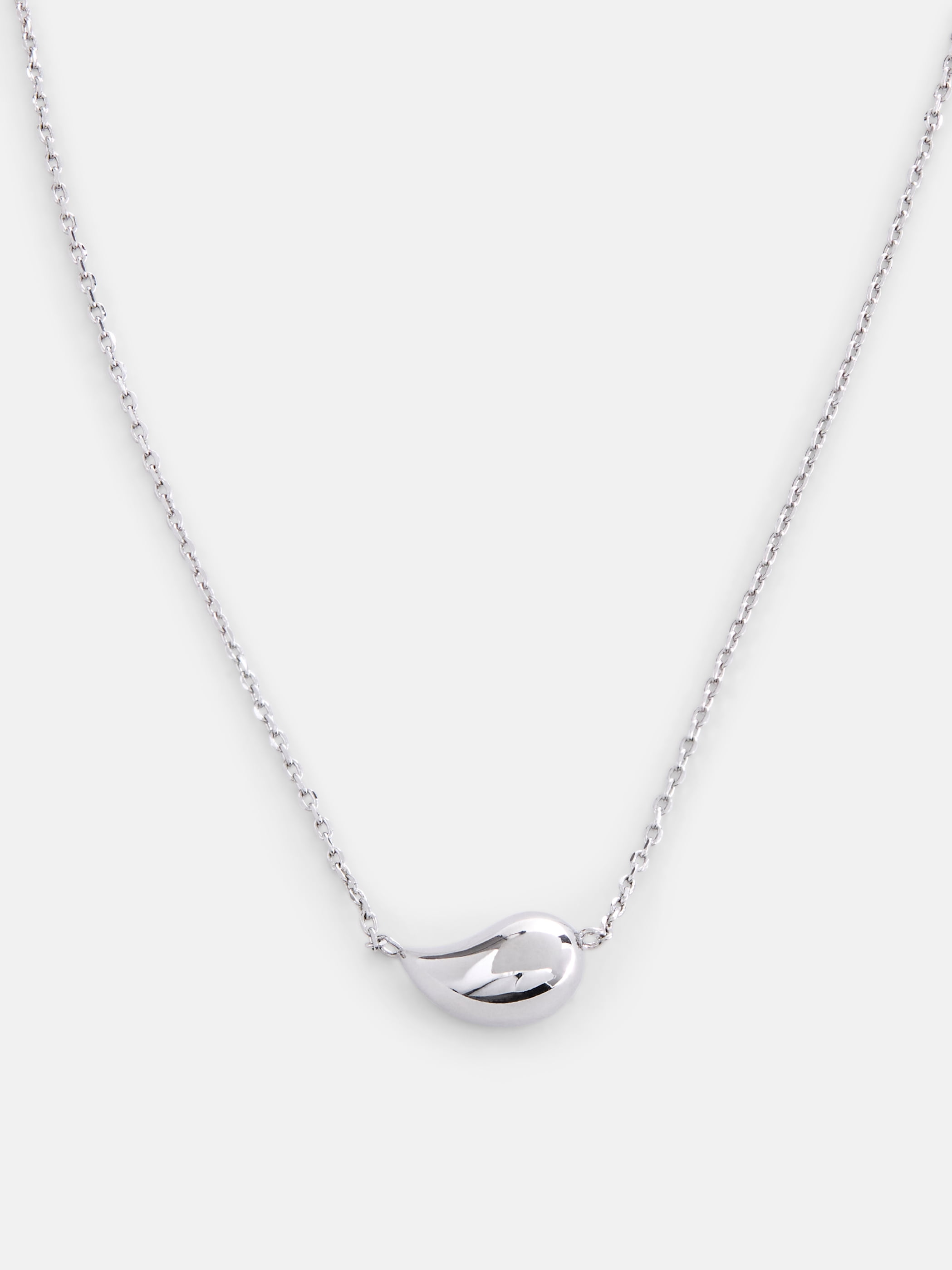 Free Assembly Women's Demi Fine Silver Plated Teardrop Necklace, 16" + 2" Extender